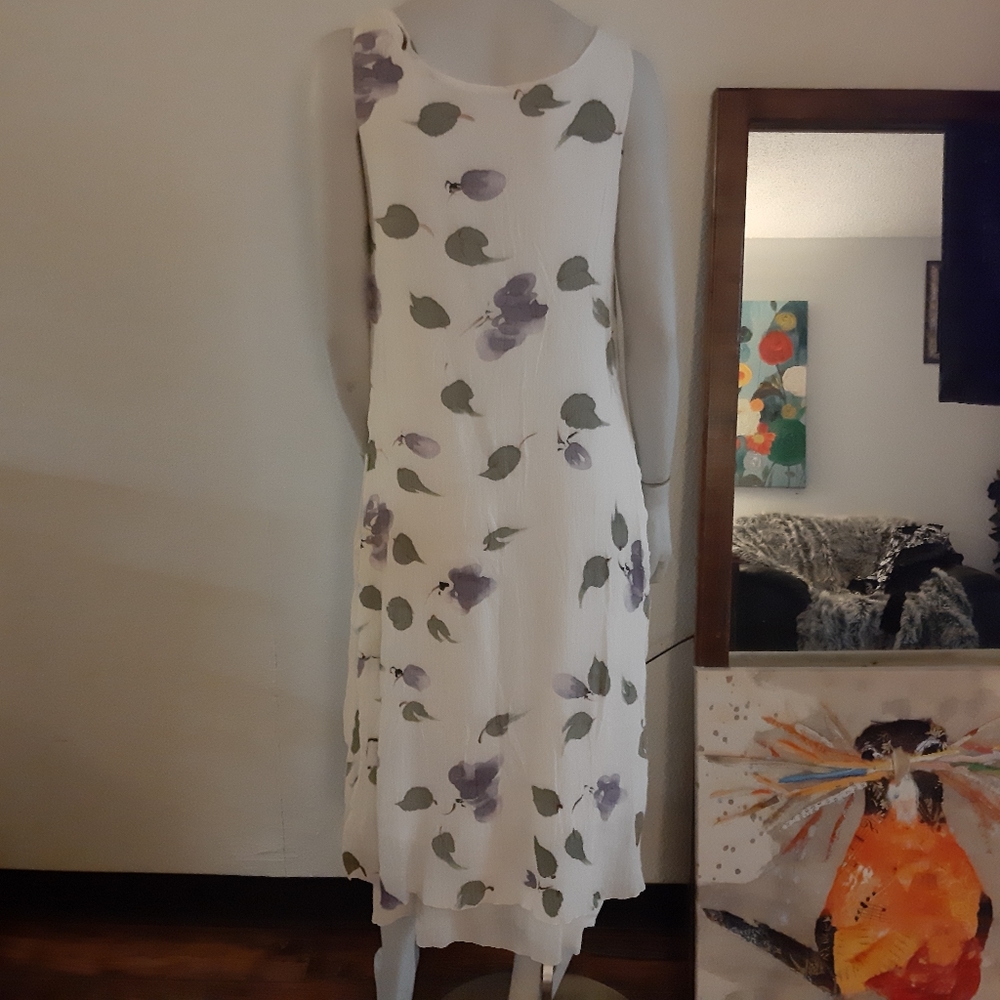 CHIFFON 100% RAYON MAXI DRESS FULLY LINED SMALL - Picture 4 of 8